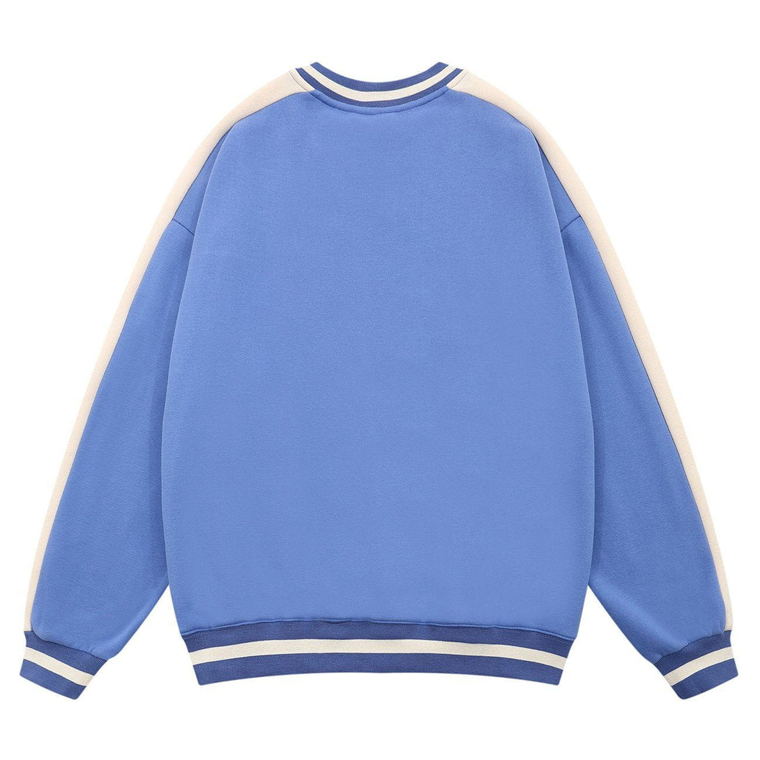 Evapacs - Colorblock Sleeves "GLFS" Embroidered Sweatshirt- Streetwear Fashion - evapacs.com