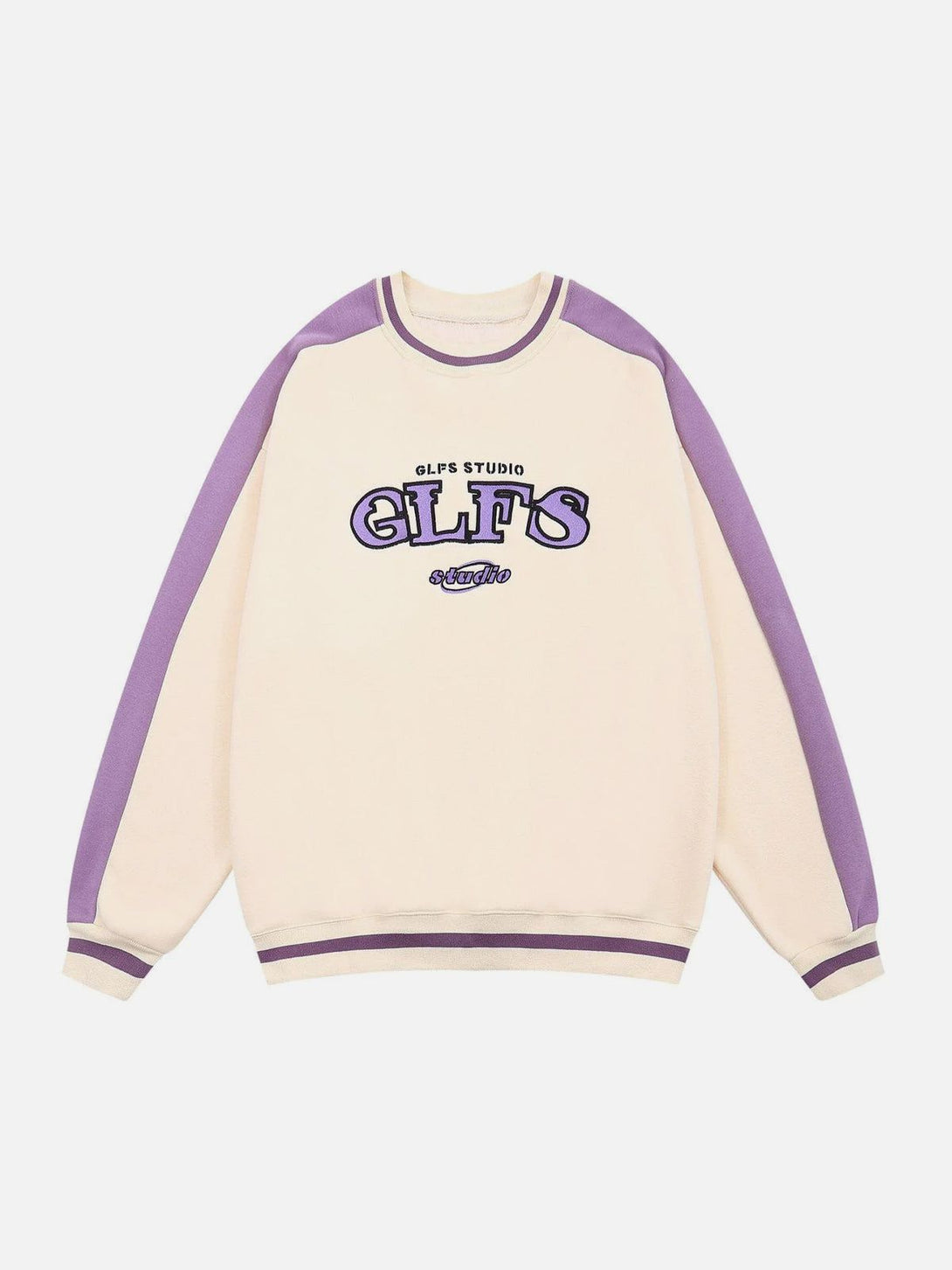 Evapacs - Colorblock Sleeves "GLFS" Embroidered Sweatshirt- Streetwear Fashion - evapacs.com