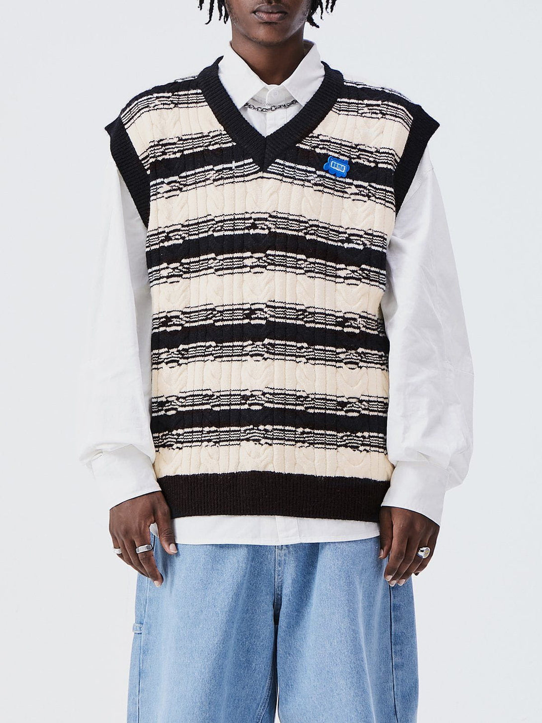 Evapacs - Colorblock Stripe Sweater Vest- Streetwear Fashion - evapacs.com