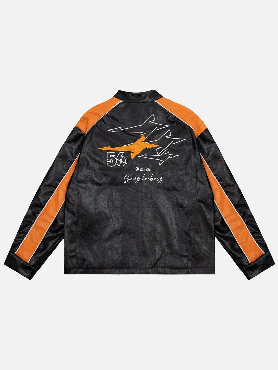 Evapacs - Contrast Embroidered PU Jacket- Streetwear Fashion - evapacs.com