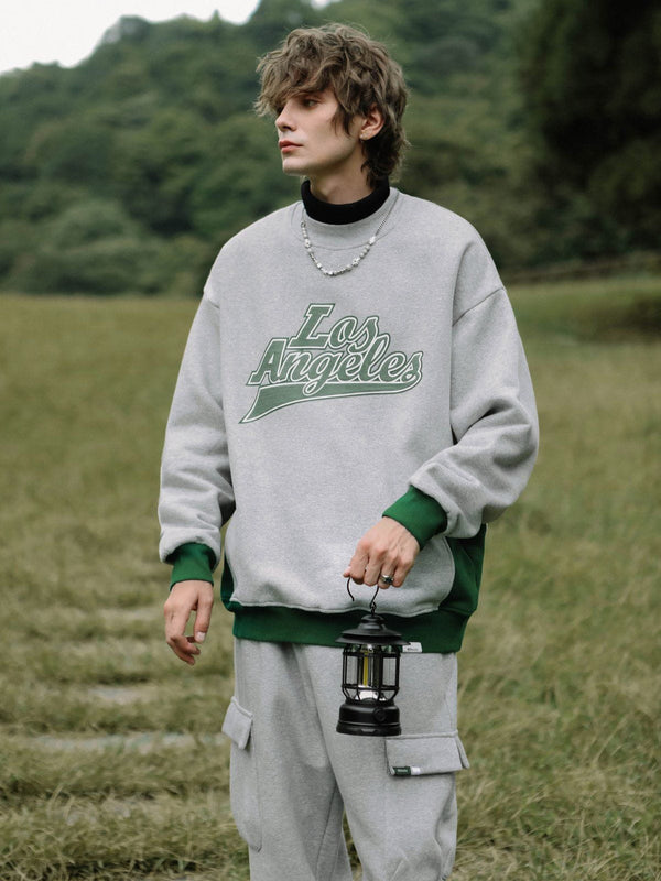 Evapacs - Contrast Faux Embroidery Print Sweatshirt- Streetwear Fashion - evapacs.com