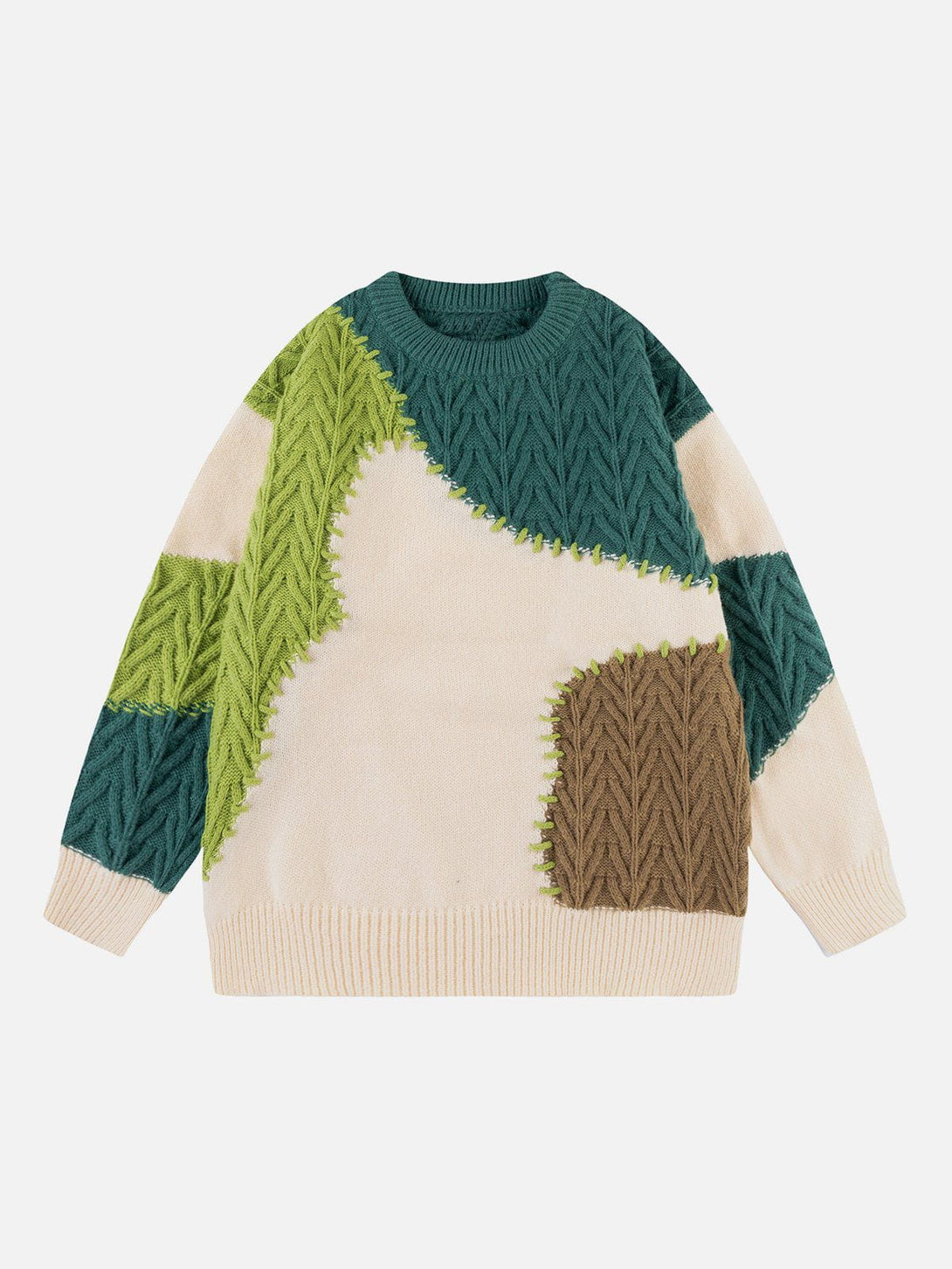 Evapacs - Contrast Patchwork Vibrant Sweater- Streetwear Fashion - evapacs.com