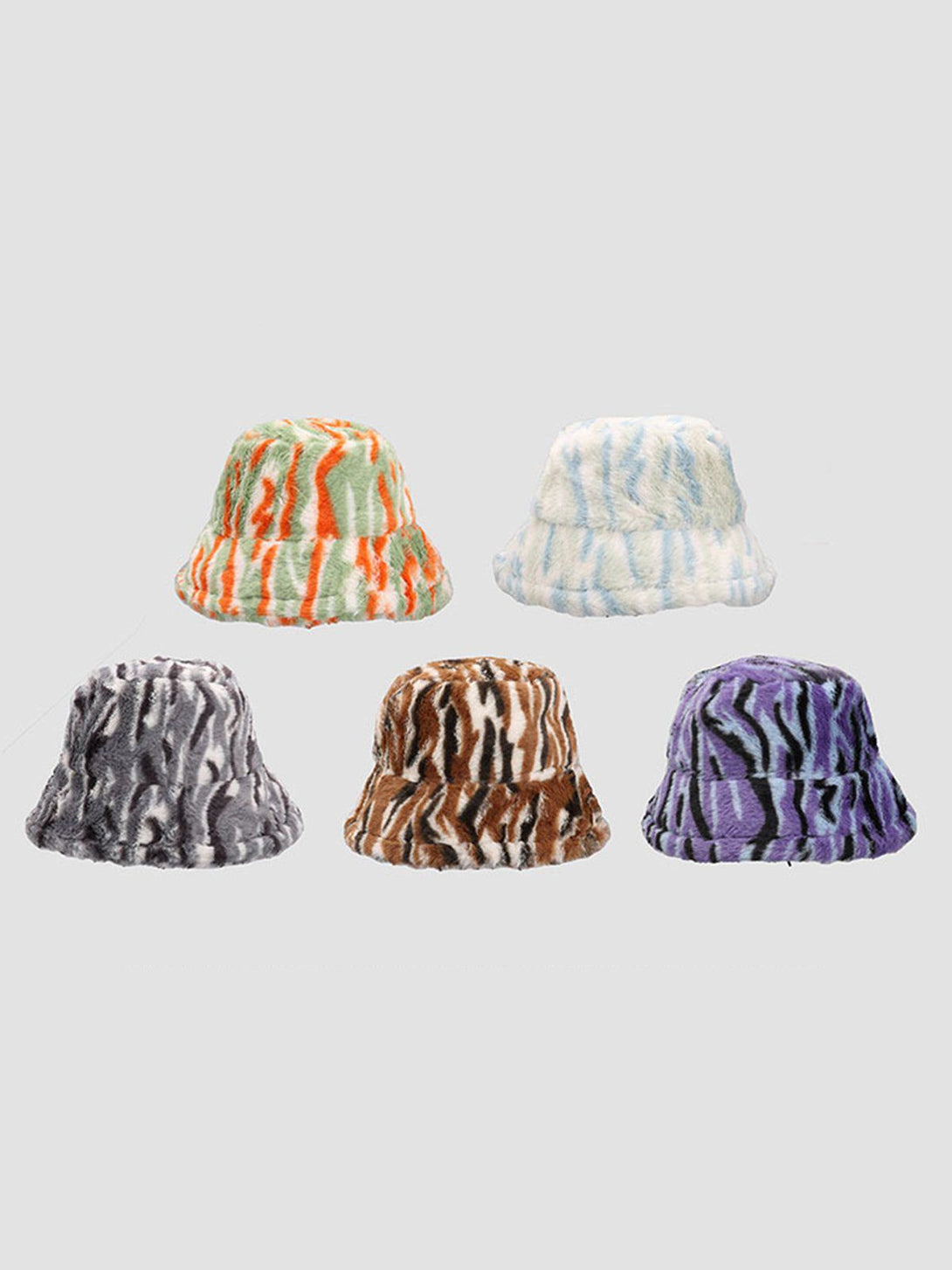 Evapacs - Contrast Striped Plush Vintage Bucket Hat- Streetwear Fashion - evapacs.com