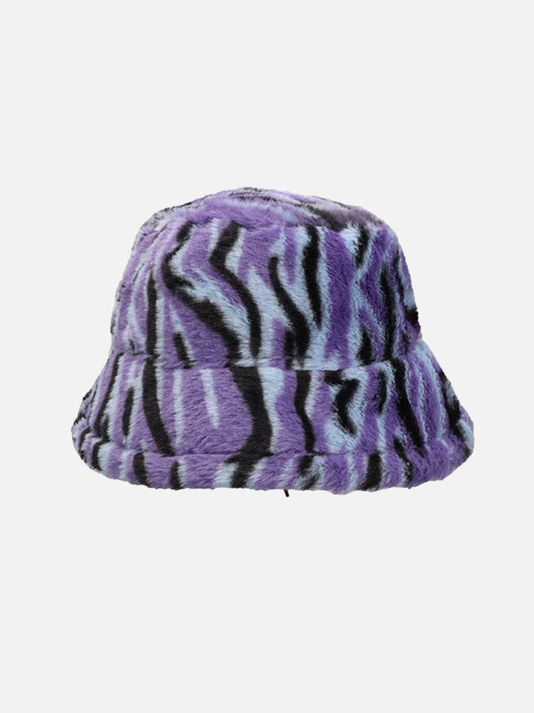 Evapacs - Contrast Striped Plush Vintage Bucket Hat- Streetwear Fashion - evapacs.com