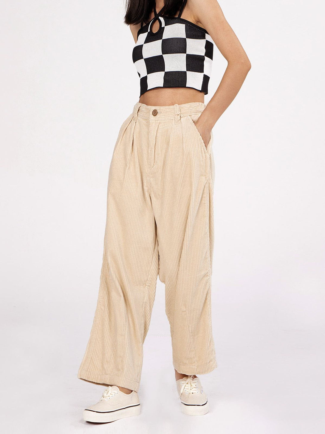 Evapacs - Corduroy Wide-Leg Pants- Streetwear Fashion - evapacs.com