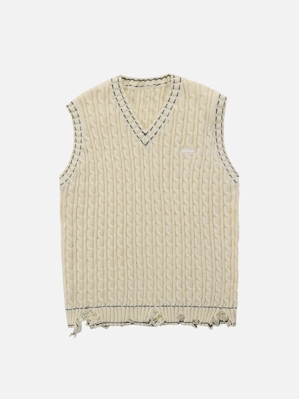 Evapacs - Cut Hem Sweater Vest- Streetwear Fashion - evapacs.com