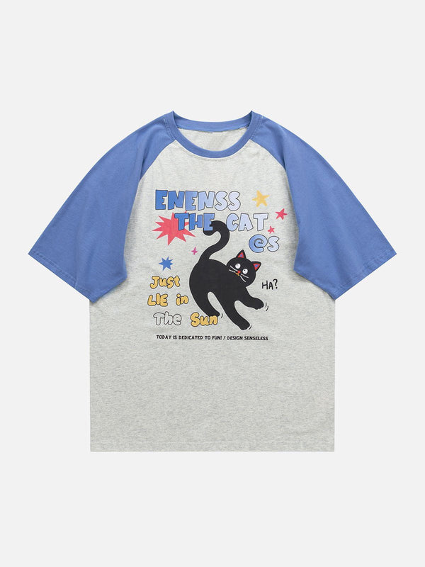 Evapacs - Cute Cat Print Tee- Streetwear Fashion - evapacs.com