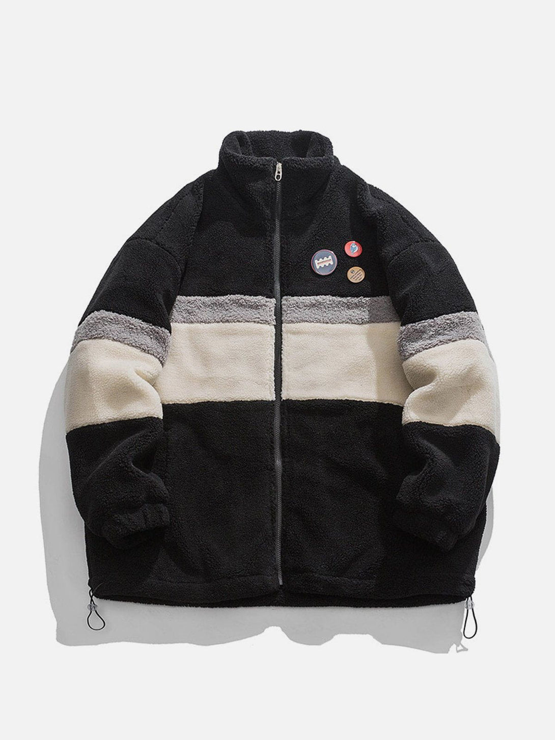 Evapacs - DIY Badge Patchwork Sherpa Coat- Streetwear Fashion - evapacs.com