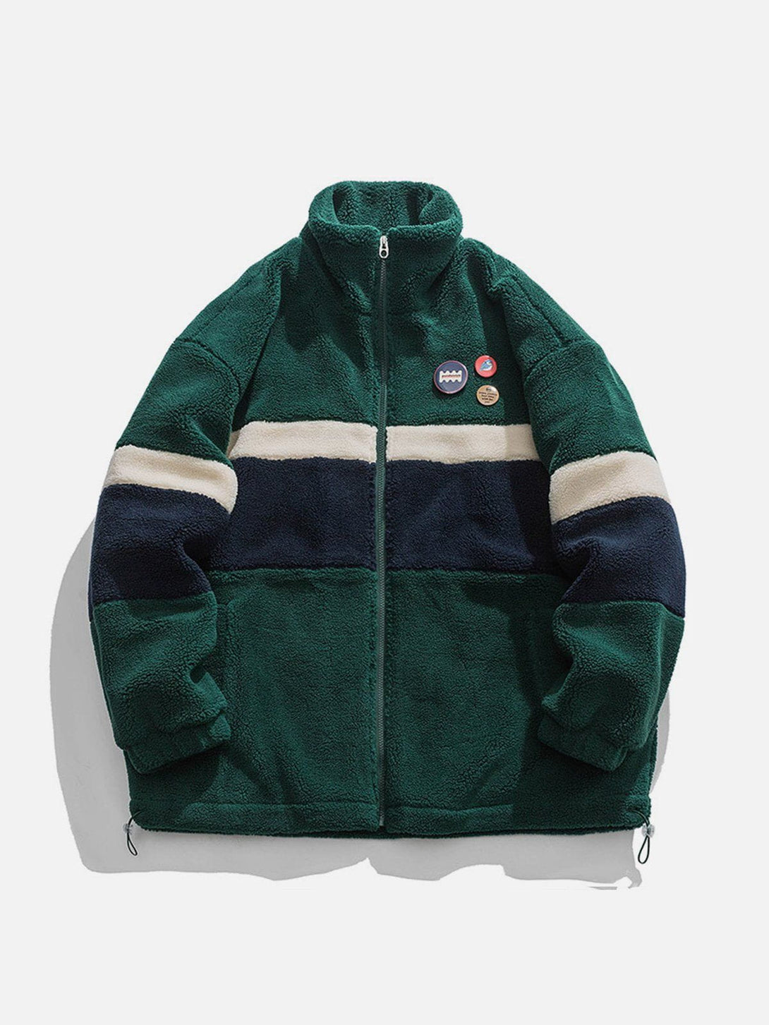 Evapacs - DIY Badge Patchwork Sherpa Coat- Streetwear Fashion - evapacs.com