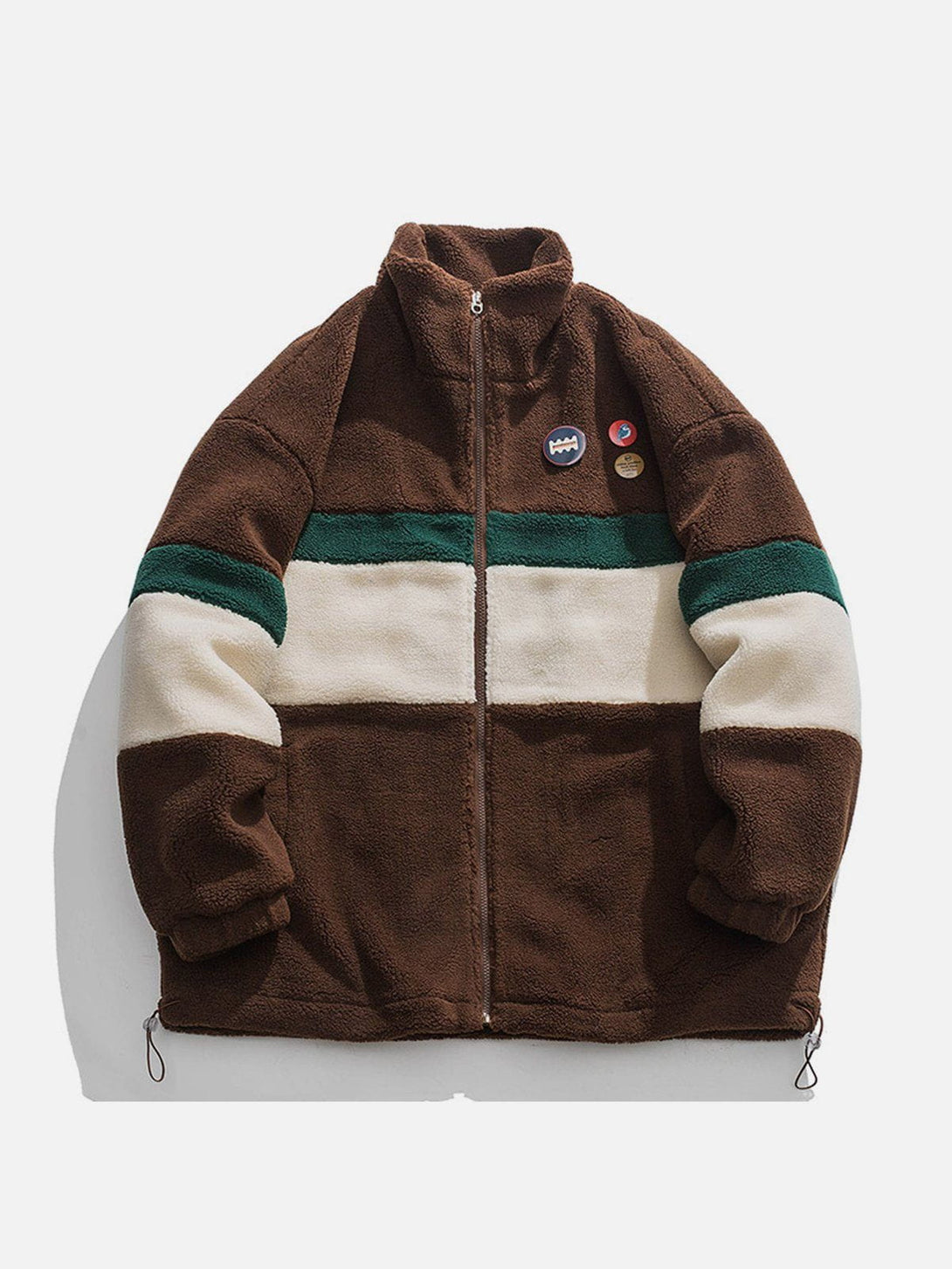 Evapacs - DIY Badge Patchwork Sherpa Coat- Streetwear Fashion - evapacs.com