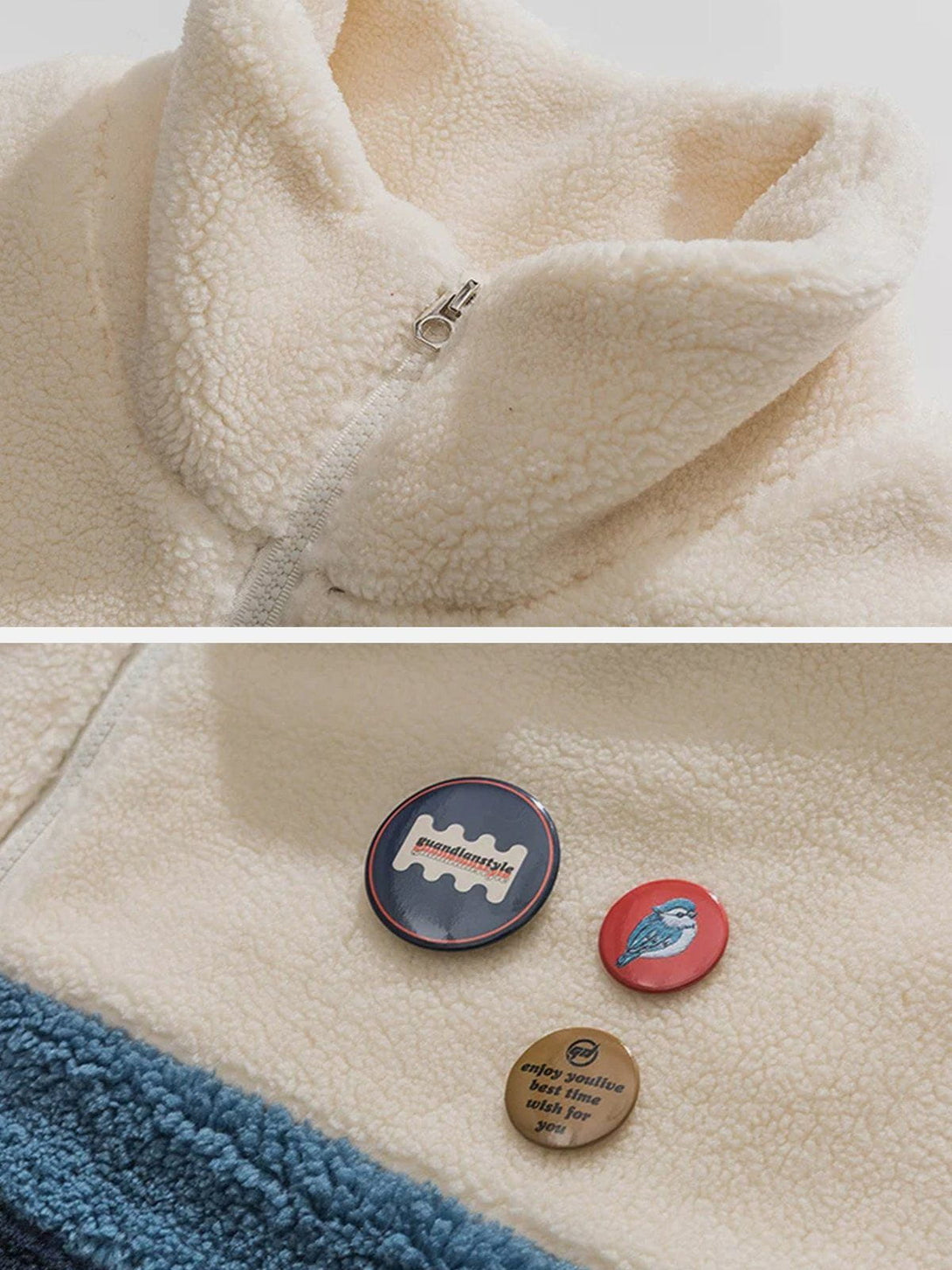 Evapacs - DIY Badge Patchwork Sherpa Coat- Streetwear Fashion - evapacs.com