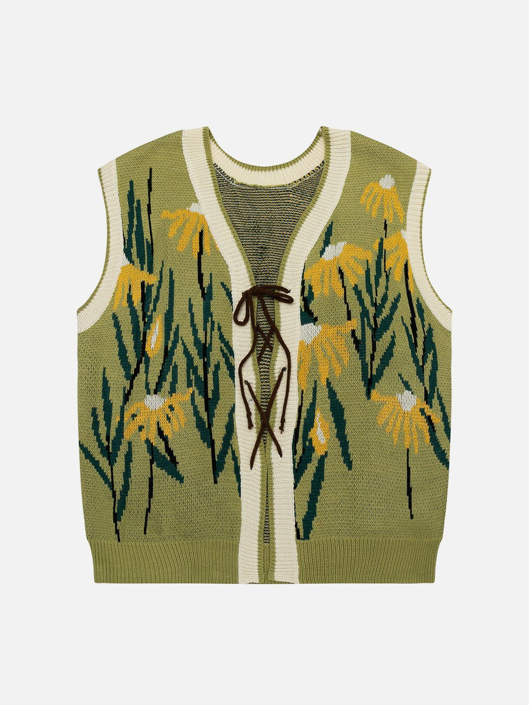 Evapacs - Daisies Lace Up Design Sweater Vest- Streetwear Fashion - evapacs.com