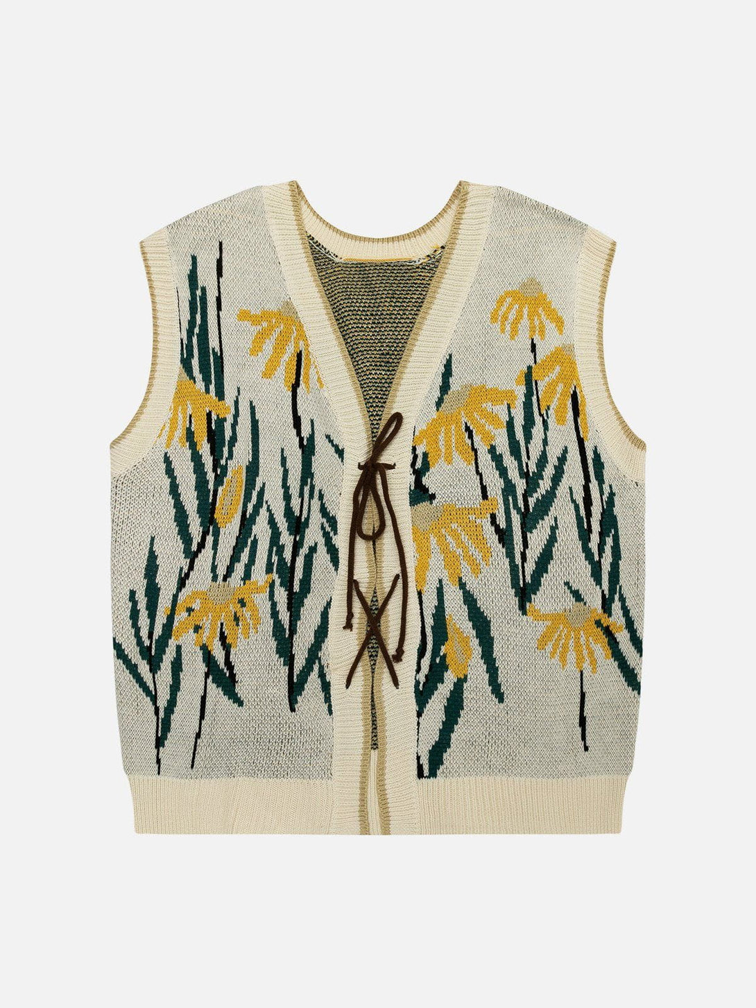 Evapacs - Daisies Lace Up Design Sweater Vest- Streetwear Fashion - evapacs.com