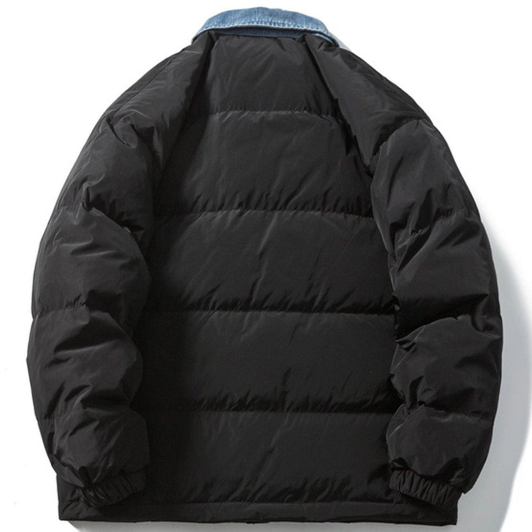 Evapacs - Denim Collar Puffer Jacket- Streetwear Fashion - evapacs.com