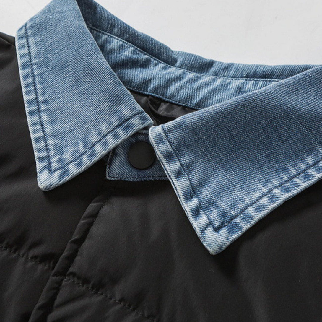 Evapacs - Denim Collar Puffer Jacket- Streetwear Fashion - evapacs.com