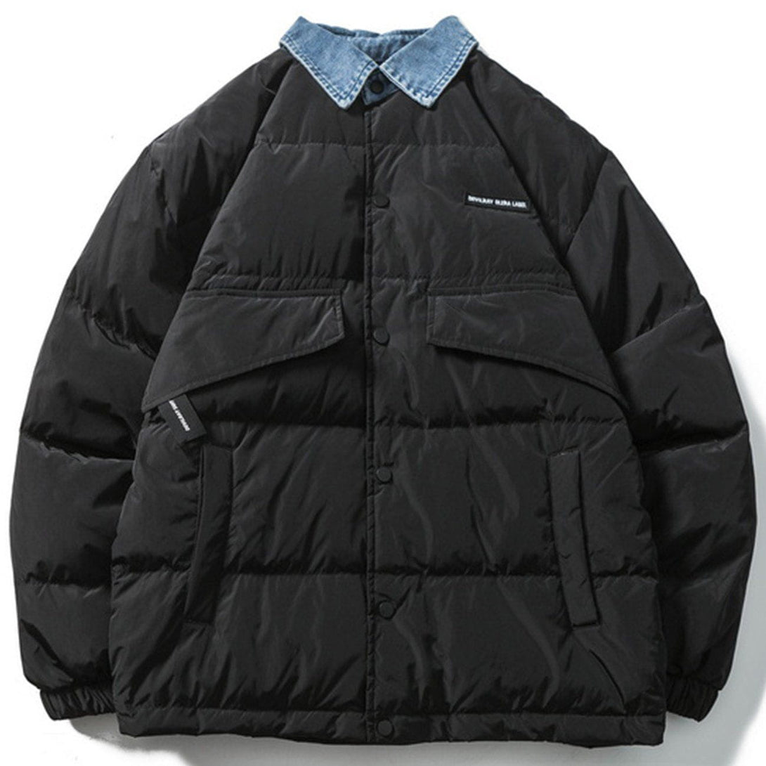 Evapacs - Denim Collar Puffer Jacket- Streetwear Fashion - evapacs.com