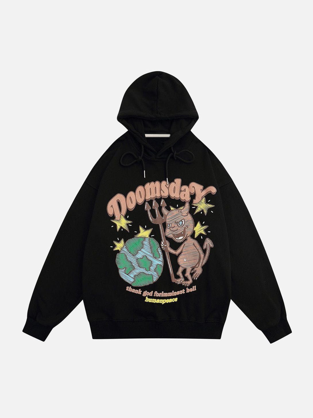 Evapacs - "Doomsdar" Cartoon Print Hoodie- Streetwear Fashion - evapacs.com