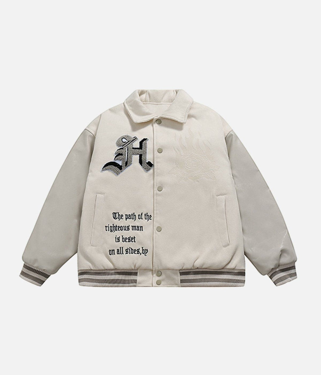 Evapacs - Embroidered Contrast Lapel Winter Coat- Streetwear Fashion - evapacs.com