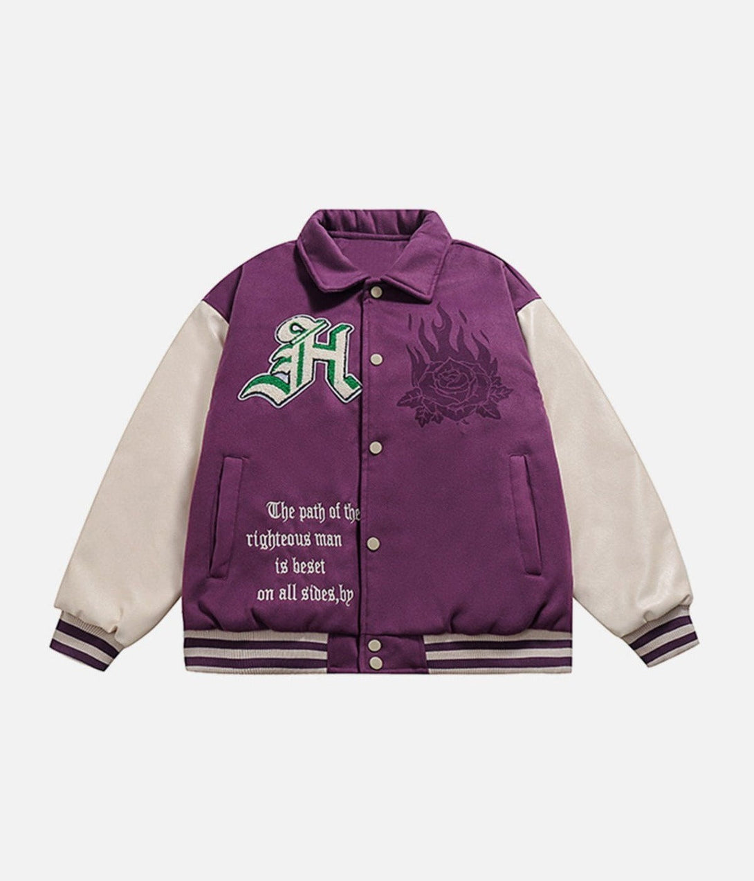 Evapacs - Embroidered Contrast Lapel Winter Coat- Streetwear Fashion - evapacs.com