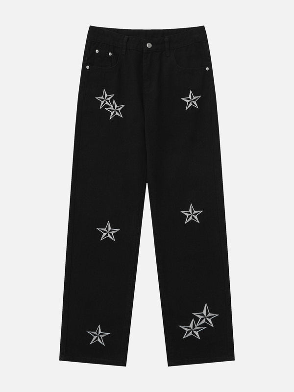 Evapacs - Embroidered Star Jeans- Streetwear Fashion - evapacs.com