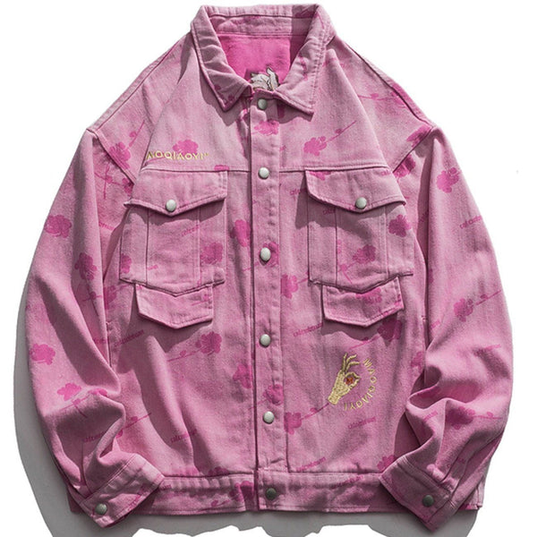 Evapacs - Embroidered Tie-Dye Denim Jacket- Streetwear Fashion - evapacs.com