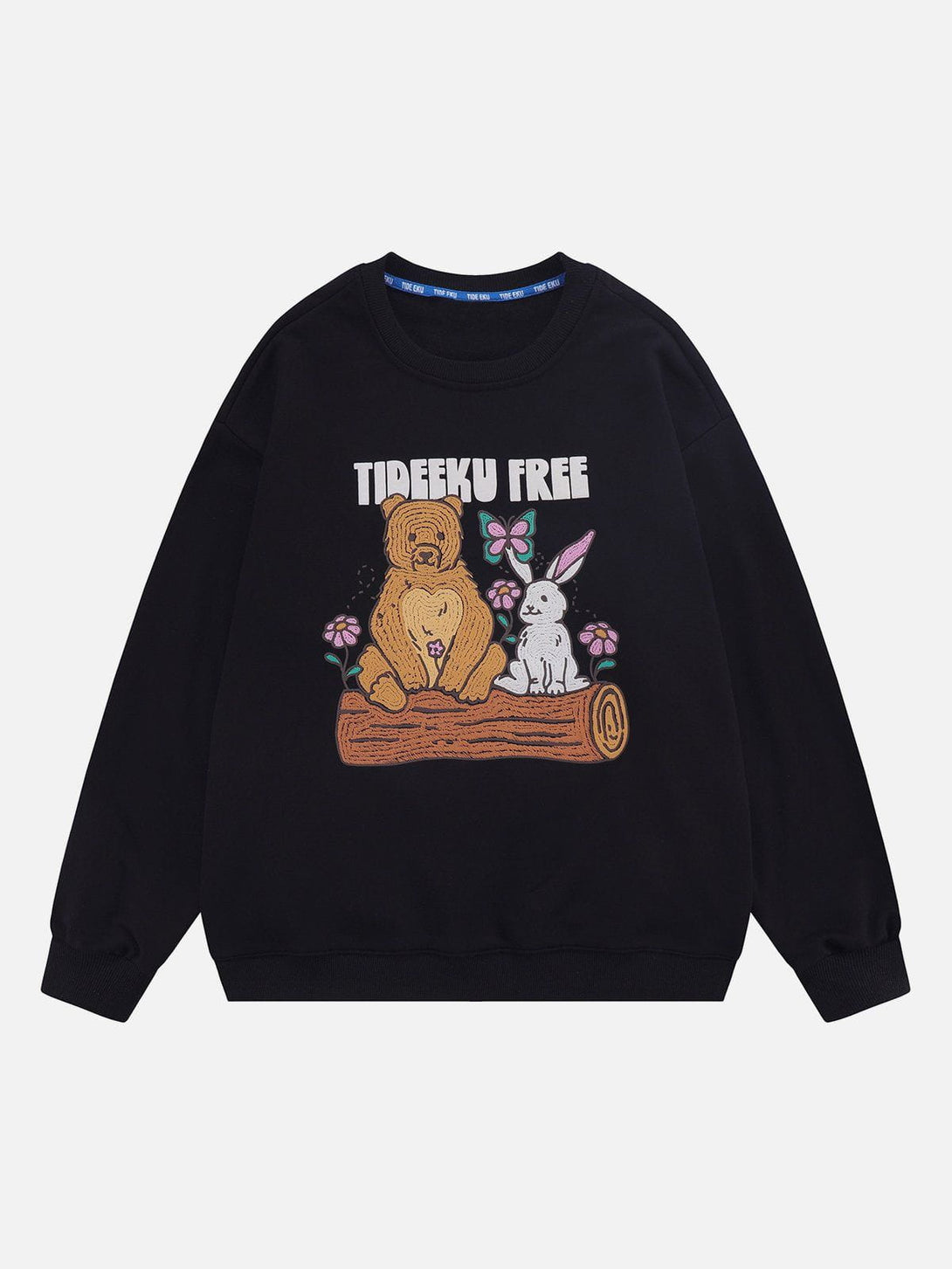 Evapacs - Embroidery Bear Rabbit Sweatshirt- Streetwear Fashion - evapacs.com