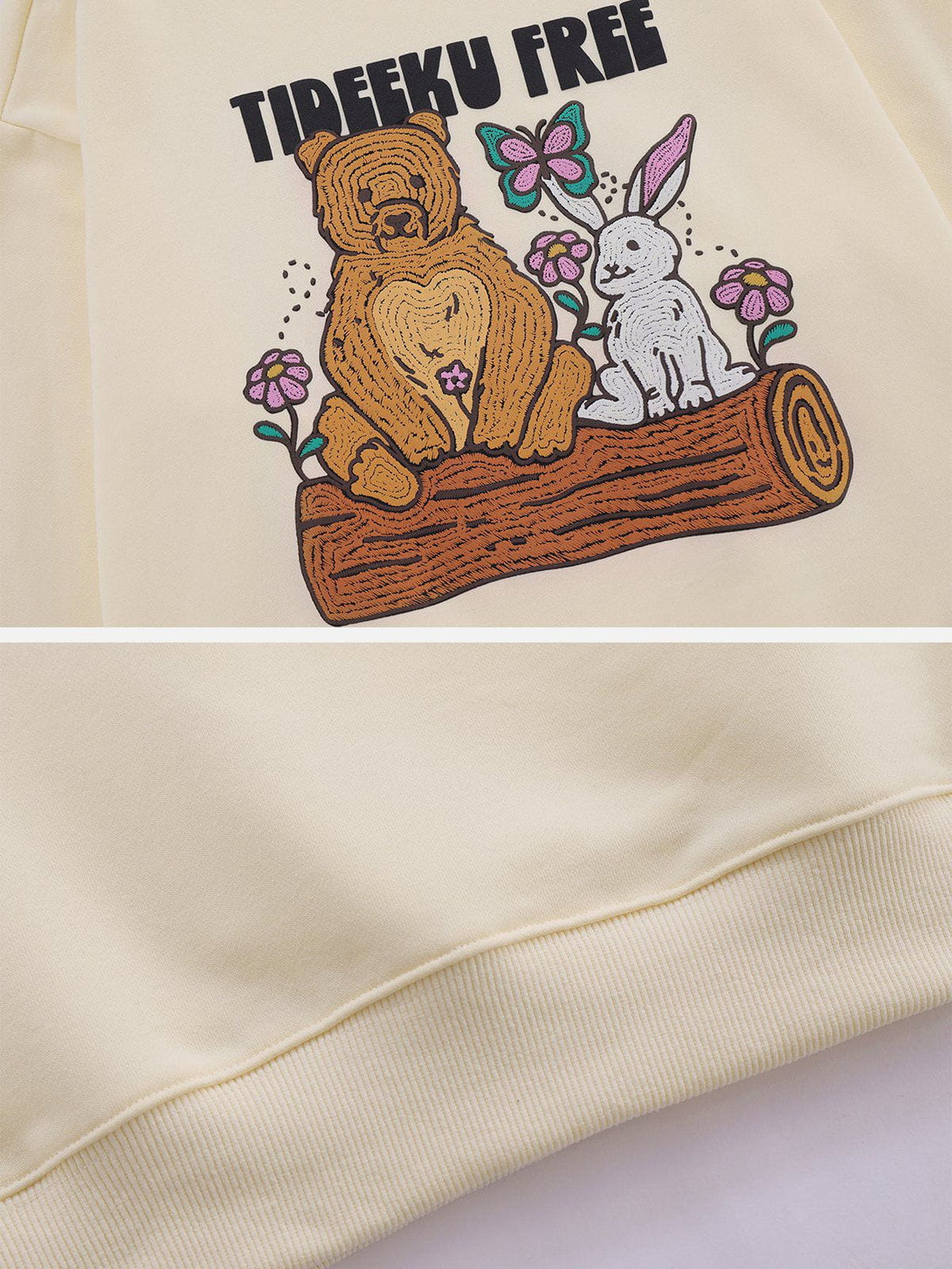 Evapacs - Embroidery Bear Rabbit Sweatshirt- Streetwear Fashion - evapacs.com