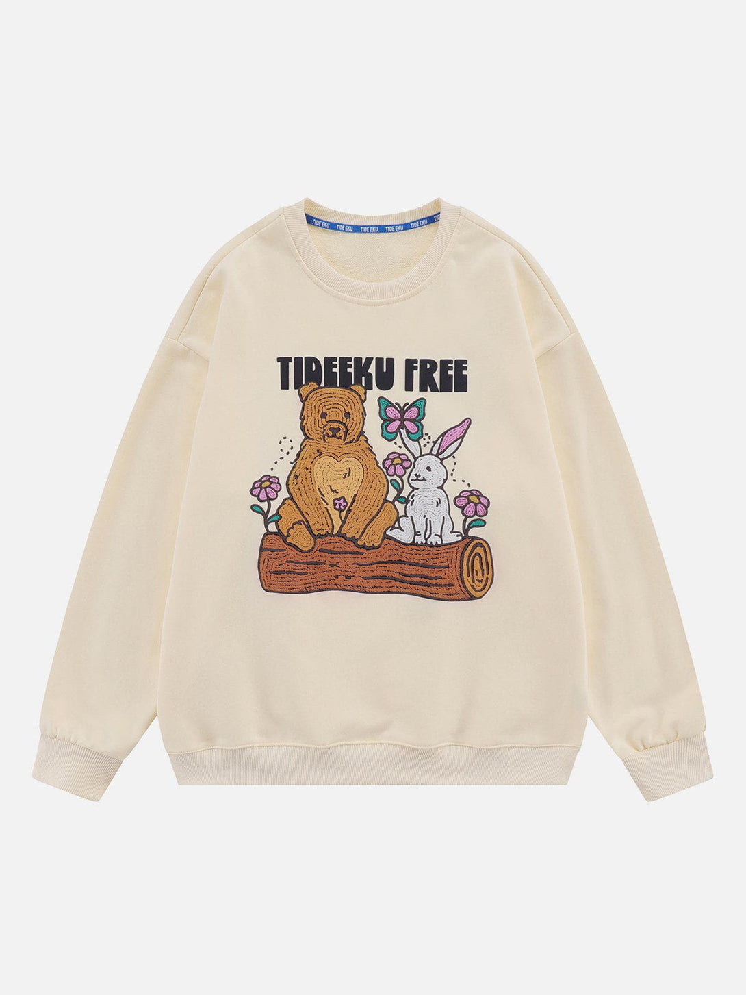 Evapacs - Embroidery Bear Rabbit Sweatshirt- Streetwear Fashion - evapacs.com