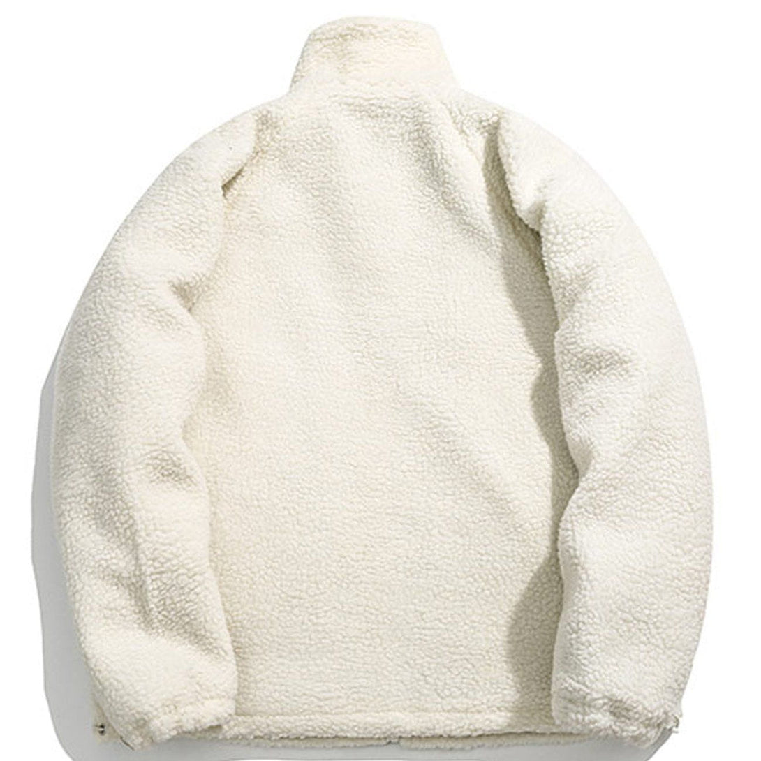 Evapacs - Embroidery Letter Sherpa Winter Coat- Streetwear Fashion - evapacs.com