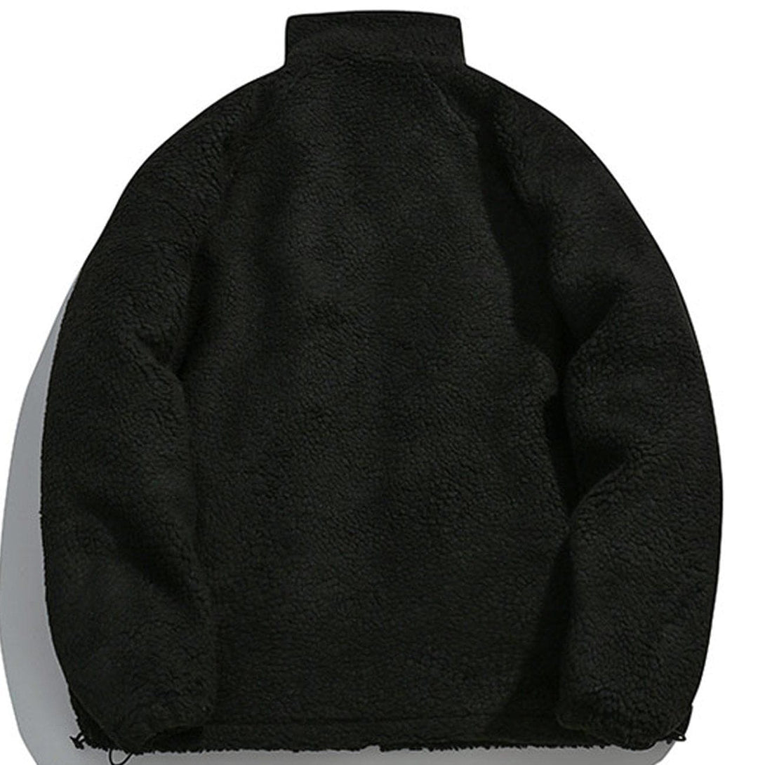 Evapacs - Embroidery Letter Sherpa Winter Coat- Streetwear Fashion - evapacs.com