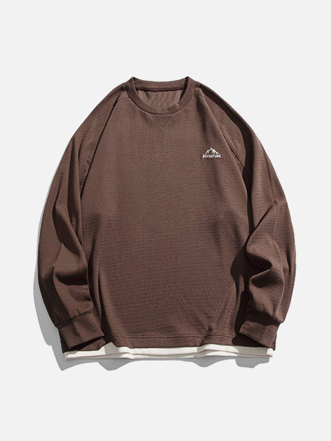 Evapacs - Embroidery Mountain Fake Two Sweatshirt- Streetwear Fashion - evapacs.com