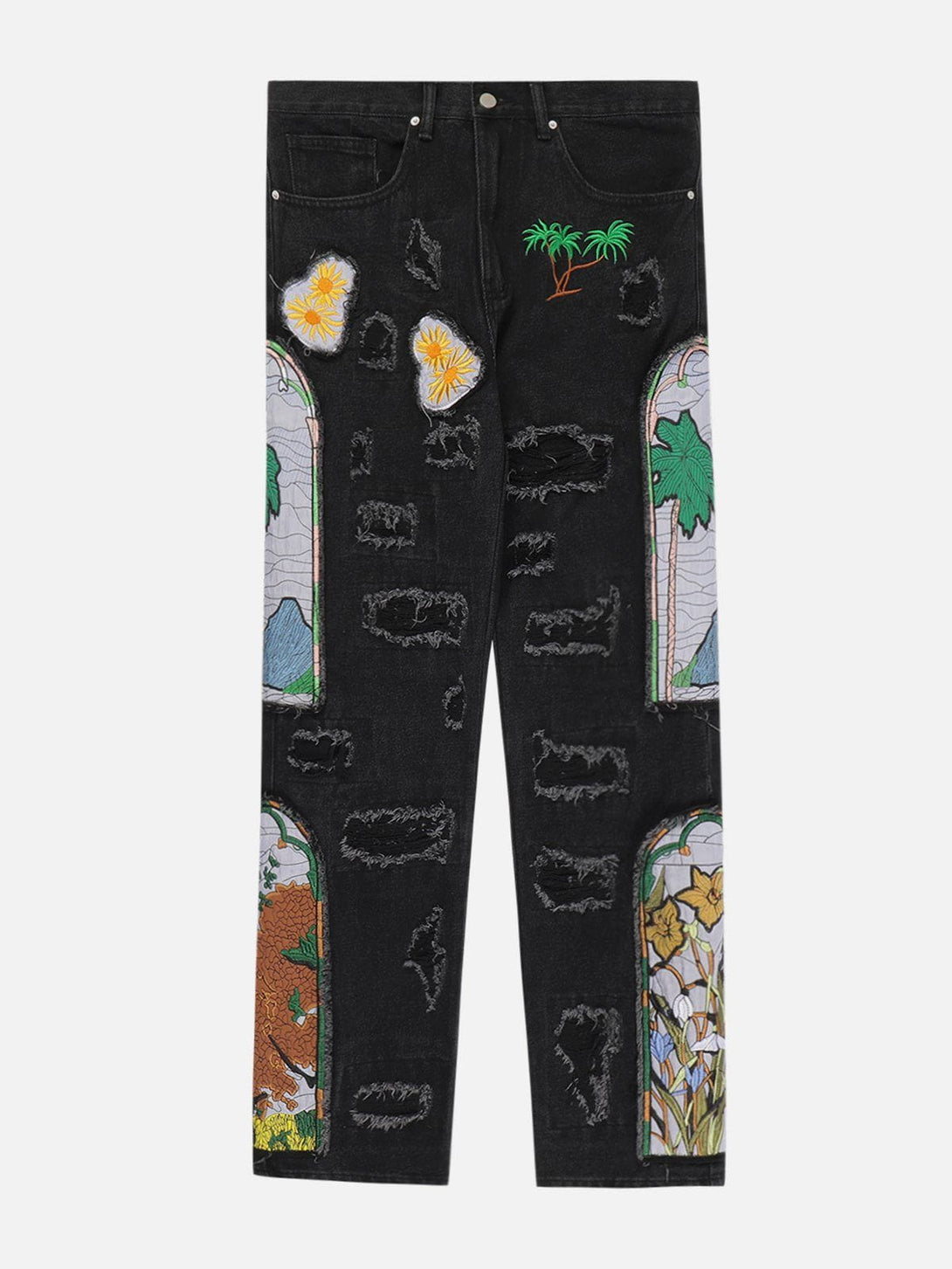 Evapacs - Embroidery Painting Hole Jeans- Streetwear Fashion - evapacs.com