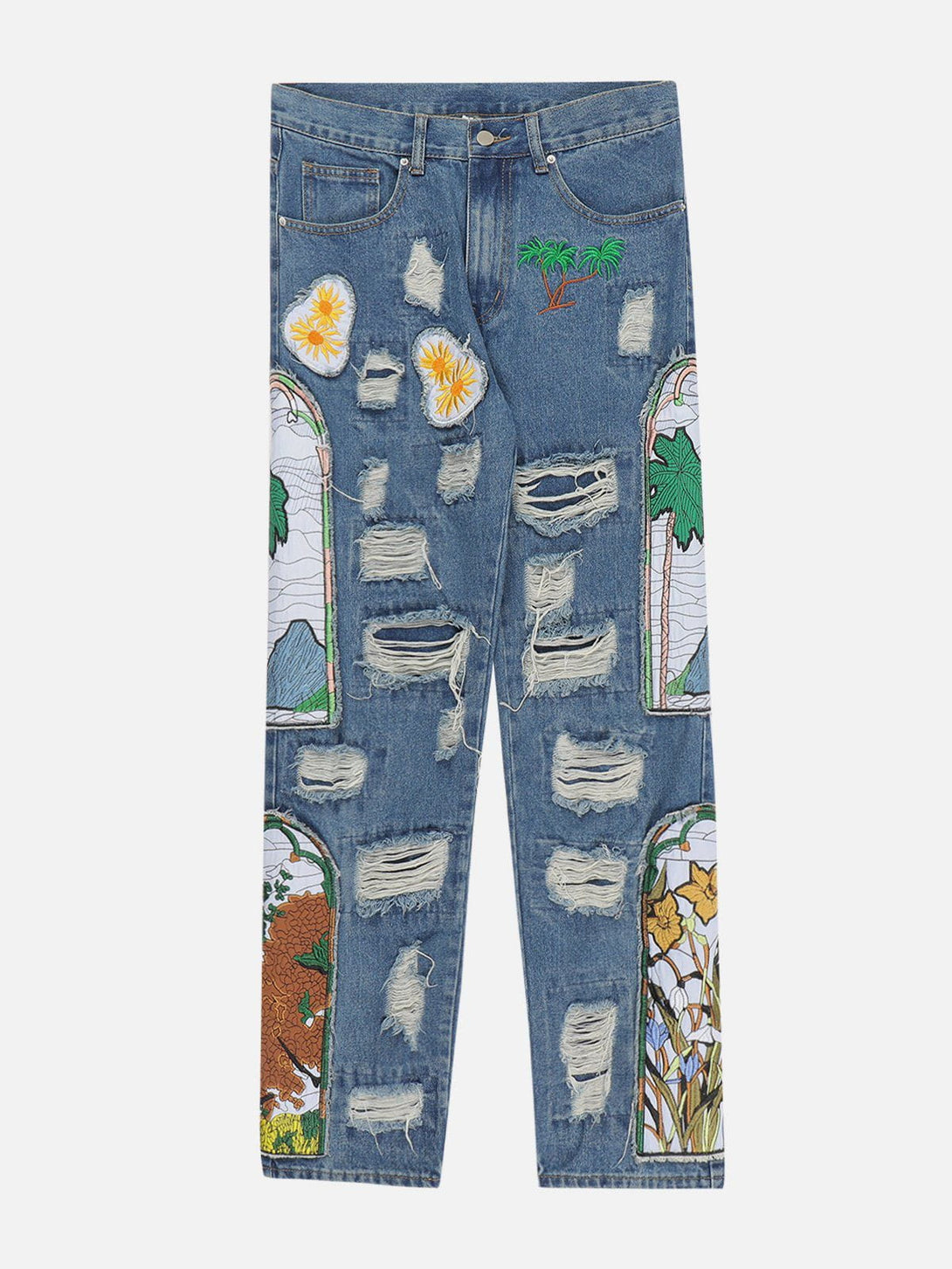 Evapacs - Embroidery Painting Hole Jeans- Streetwear Fashion - evapacs.com