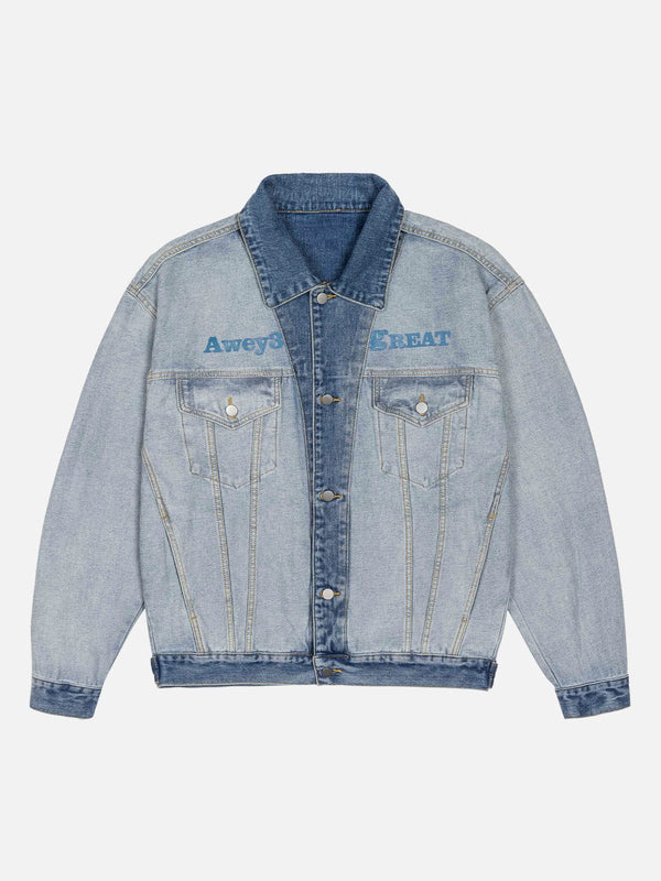 Evapacs - Embroidery Patchwork Denim Jacket- Streetwear Fashion - evapacs.com