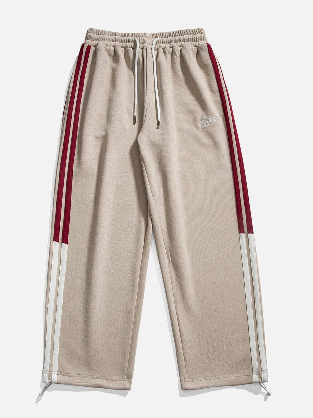 Evapacs - Embroidery Stripe Patchwork Sweatpants- Streetwear Fashion - evapacs.com