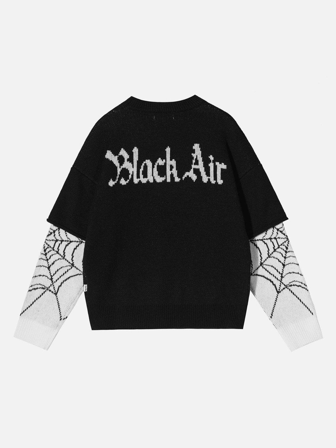 Evapacs - Fake Two Spider Web Jacquard Sweater- Streetwear Fashion - evapacs.com