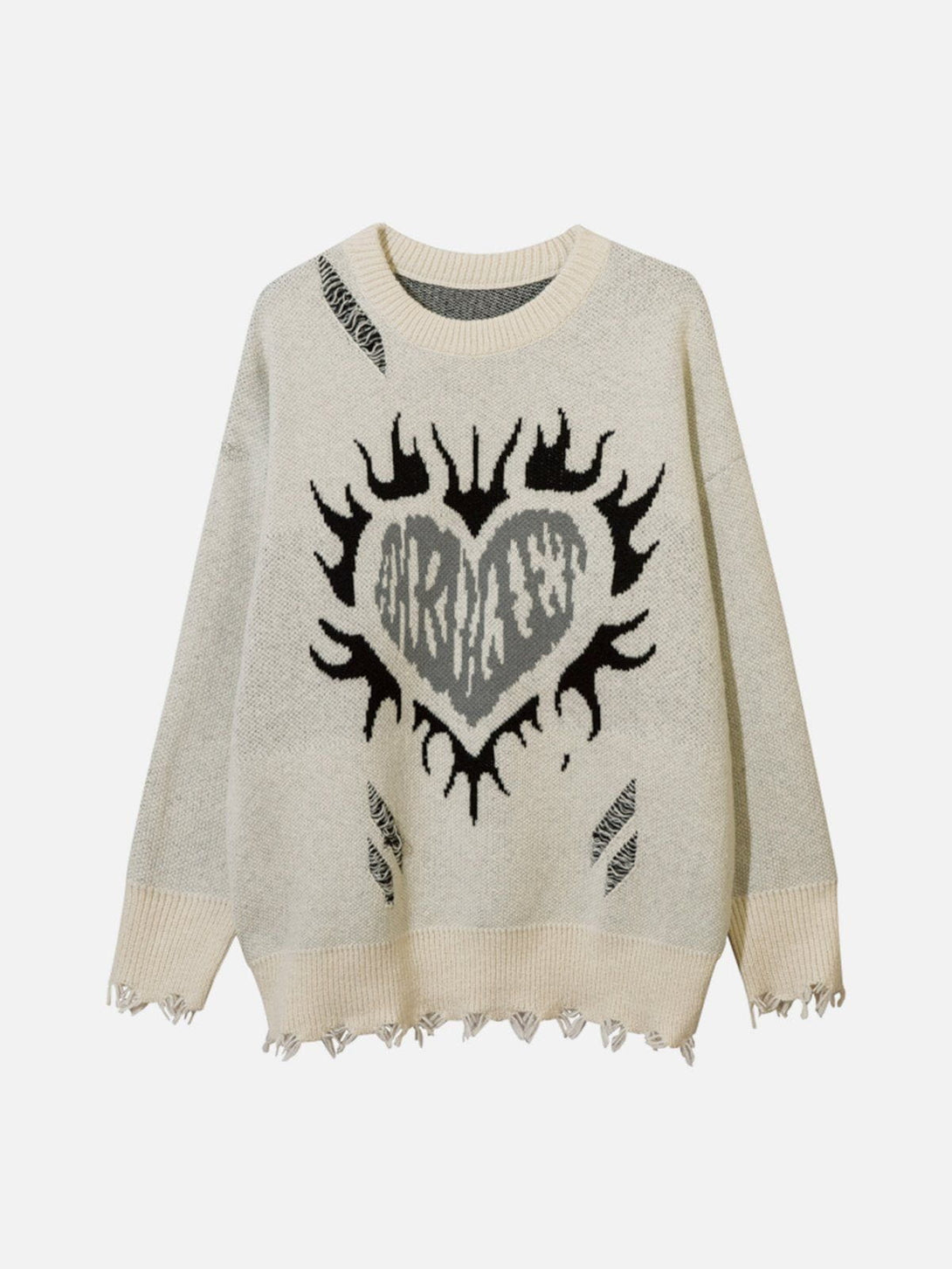 Evapacs - Flame Heart Jacquard Sweater- Streetwear Fashion - evapacs.com