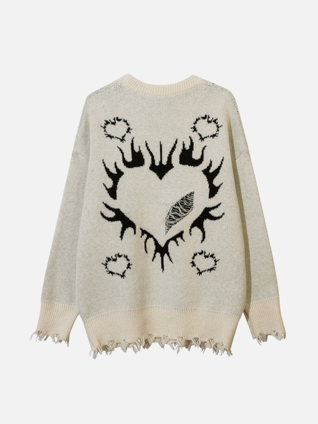 Evapacs - Flame Heart Jacquard Sweater- Streetwear Fashion - evapacs.com