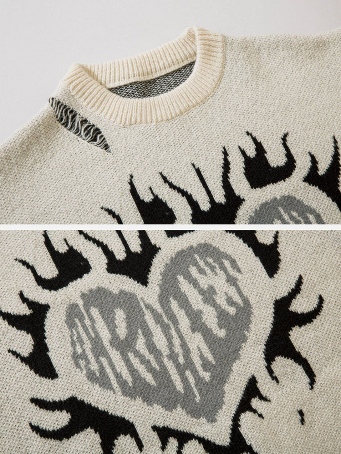 Evapacs - Flame Heart Jacquard Sweater- Streetwear Fashion - evapacs.com