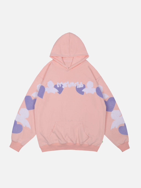 Evapacs - Flocked Heart Hoodie- Streetwear Fashion - evapacs.com