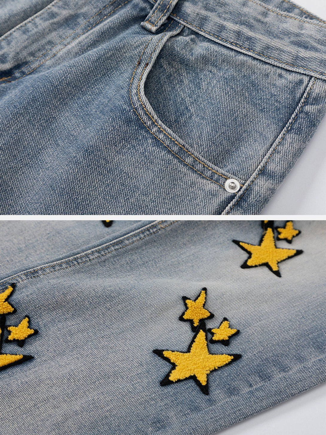 Evapacs - Flocked Star Jeans- Streetwear Fashion - evapacs.com