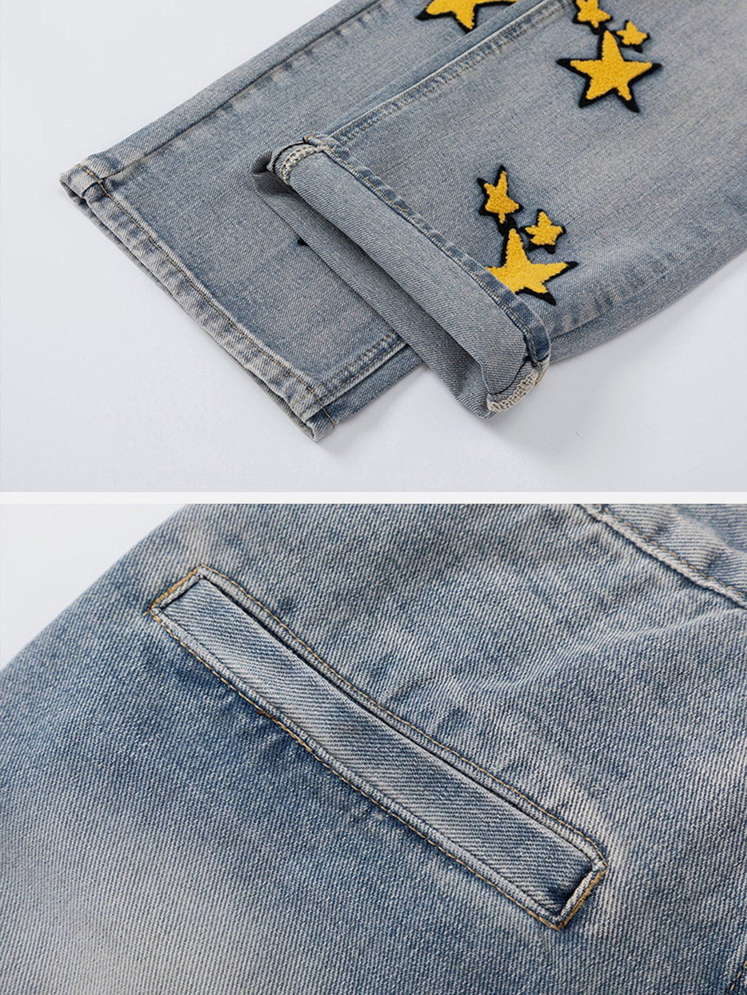 Evapacs - Flocked Star Jeans- Streetwear Fashion - evapacs.com