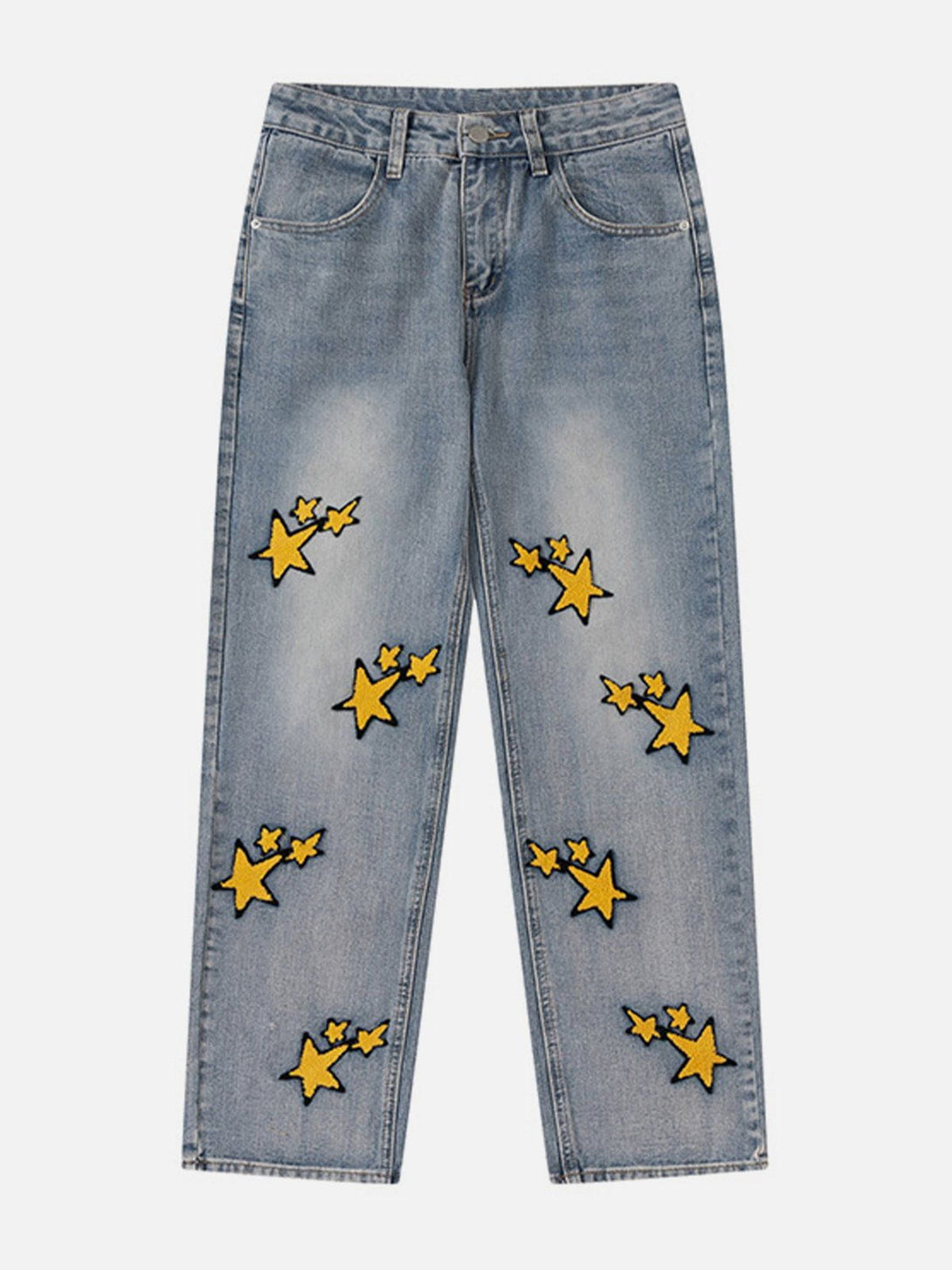 Evapacs - Flocked Star Jeans- Streetwear Fashion - evapacs.com