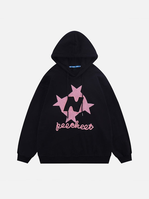 Evapacs - Flocked Stars Print Hoodie- Streetwear Fashion - evapacs.com