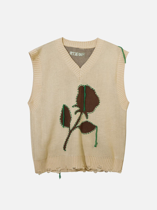 Evapacs - Flower Ribbon Sweater Vest- Streetwear Fashion - evapacs.com