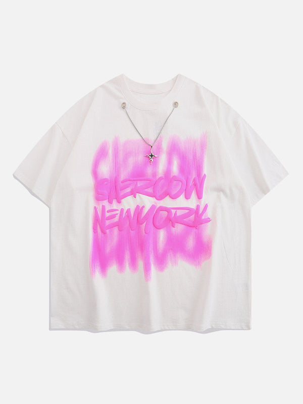 Evapacs - Fuzzy Letters Necklace Tee- Streetwear Fashion - evapacs.com