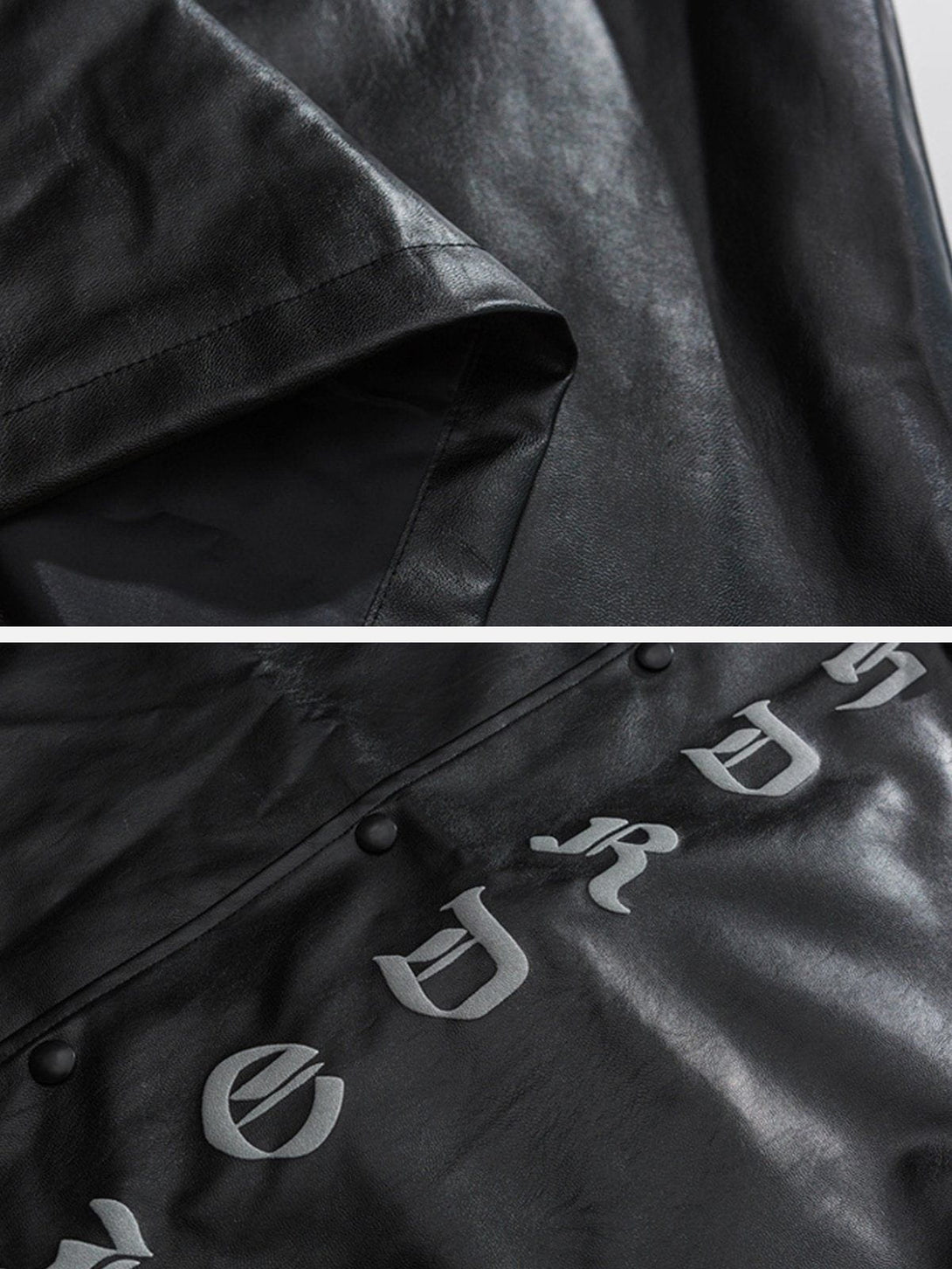 Evapacs - Gothic Letter Print Leather Jacket- Streetwear Fashion - evapacs.com