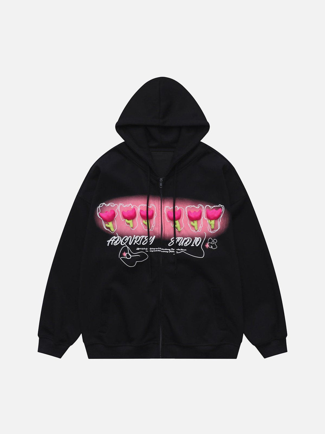 Evapacs - Gradient 3D Flower Zip Hoodie- Streetwear Fashion - evapacs.com