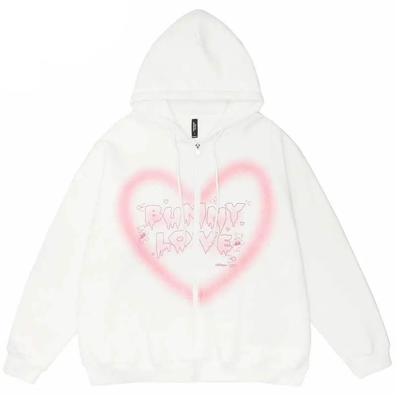 Evapacs - Graffiti Heart Letter Bear Print Hoodie- Streetwear Fashion - evapacs.com