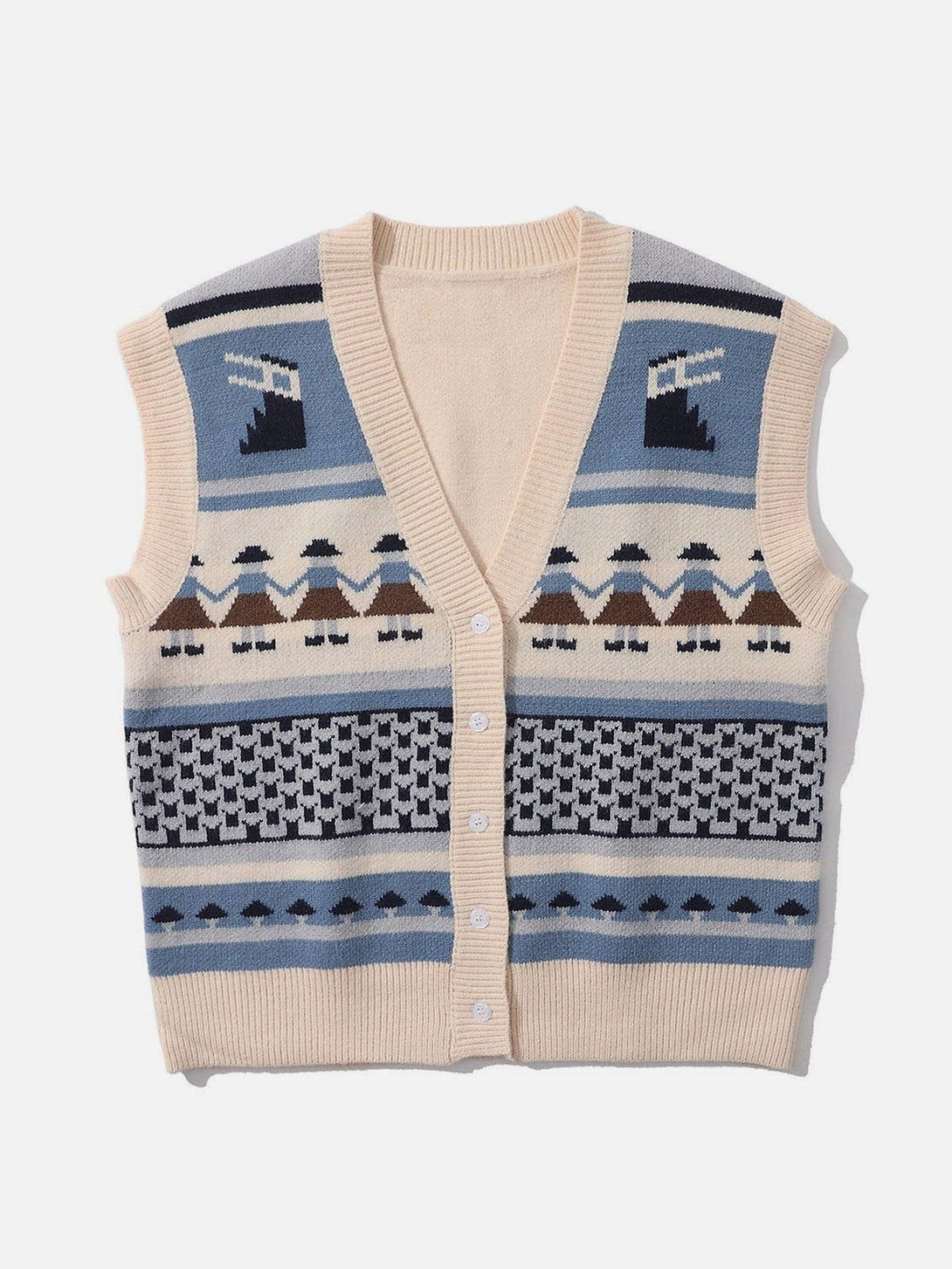 Evapacs - Hand In Hand Pattern Knit Sweater Vest- Streetwear Fashion - evapacs.com